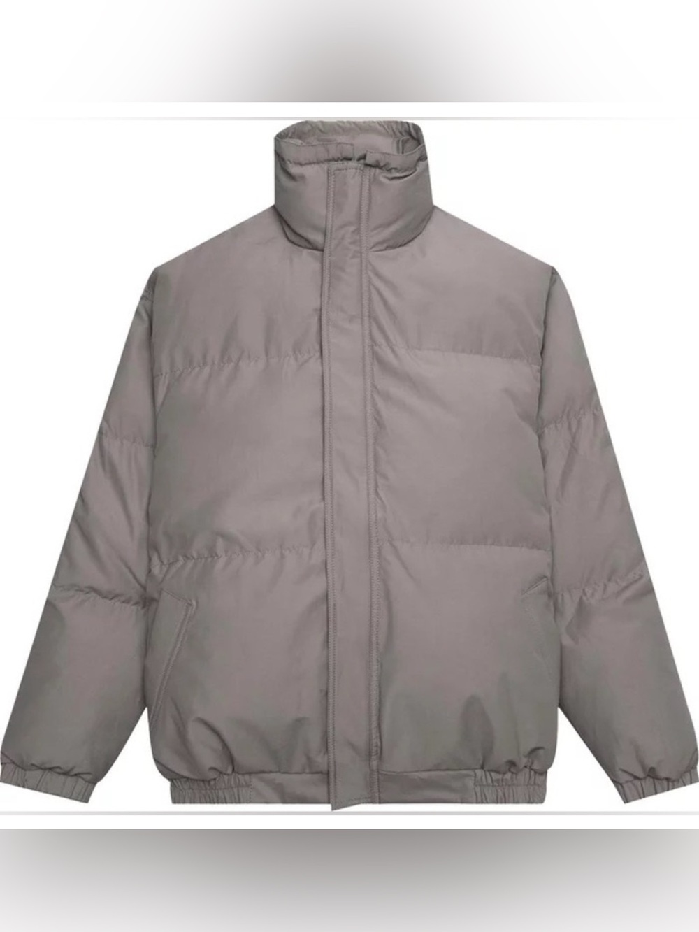 Essentials Men's Light Grey Puffer Jacket - Size S